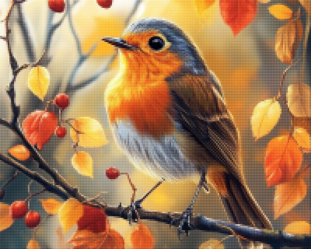 Bird on Branch in Autumn