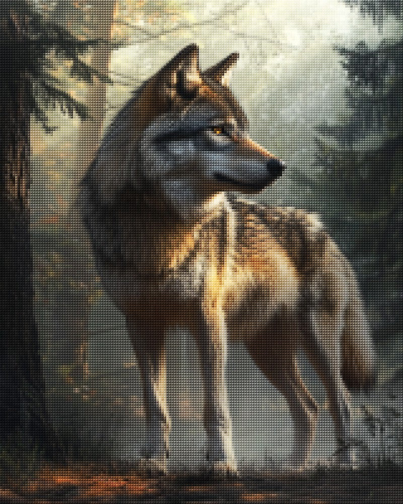 Realistic Wolf in Serene Forest