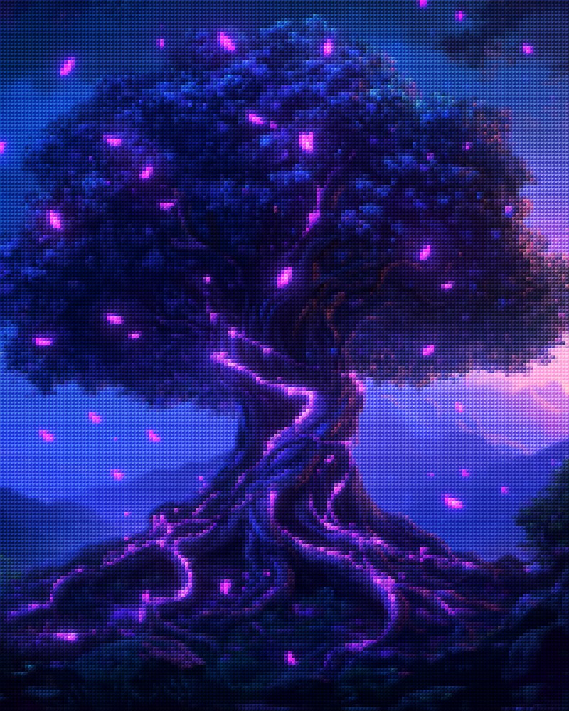 Huge Magical Tree with Glowing Vines