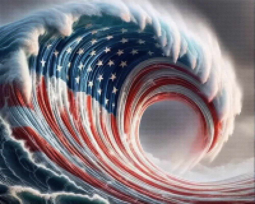 American Flag In Ocean Wave