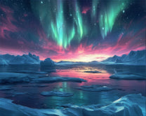 Auroras on Arctic Night