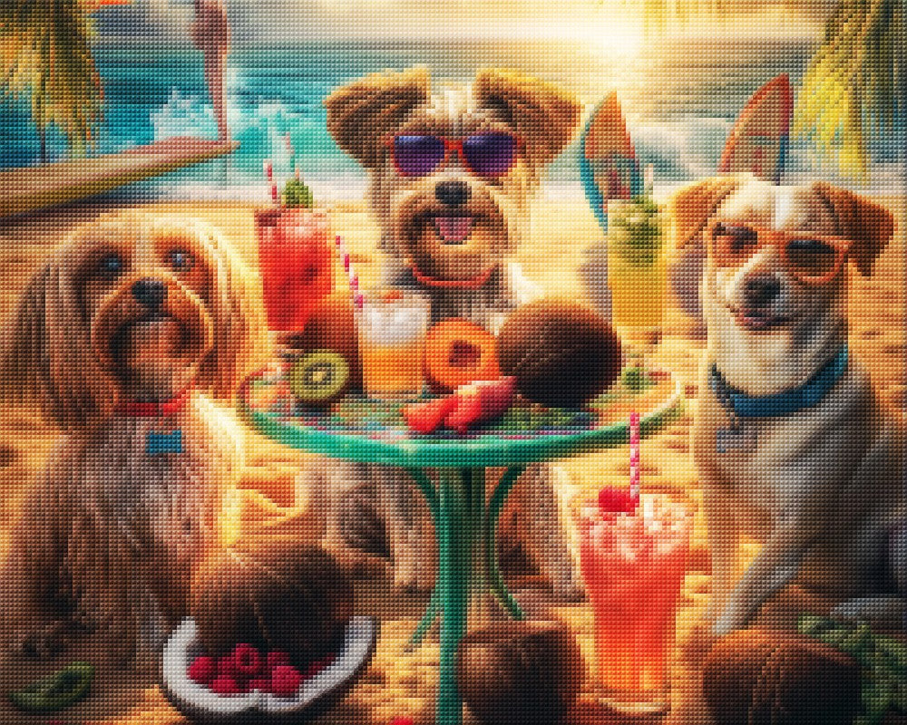Dogs Sitting Around Small Table