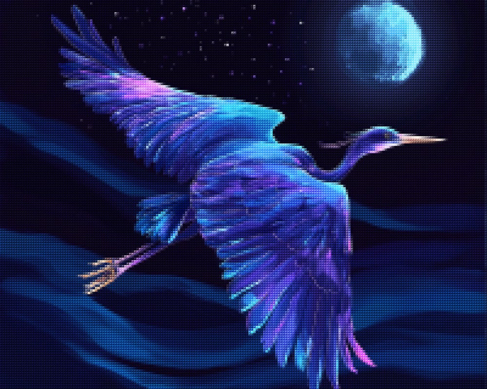 Night Heron in Starry Sky