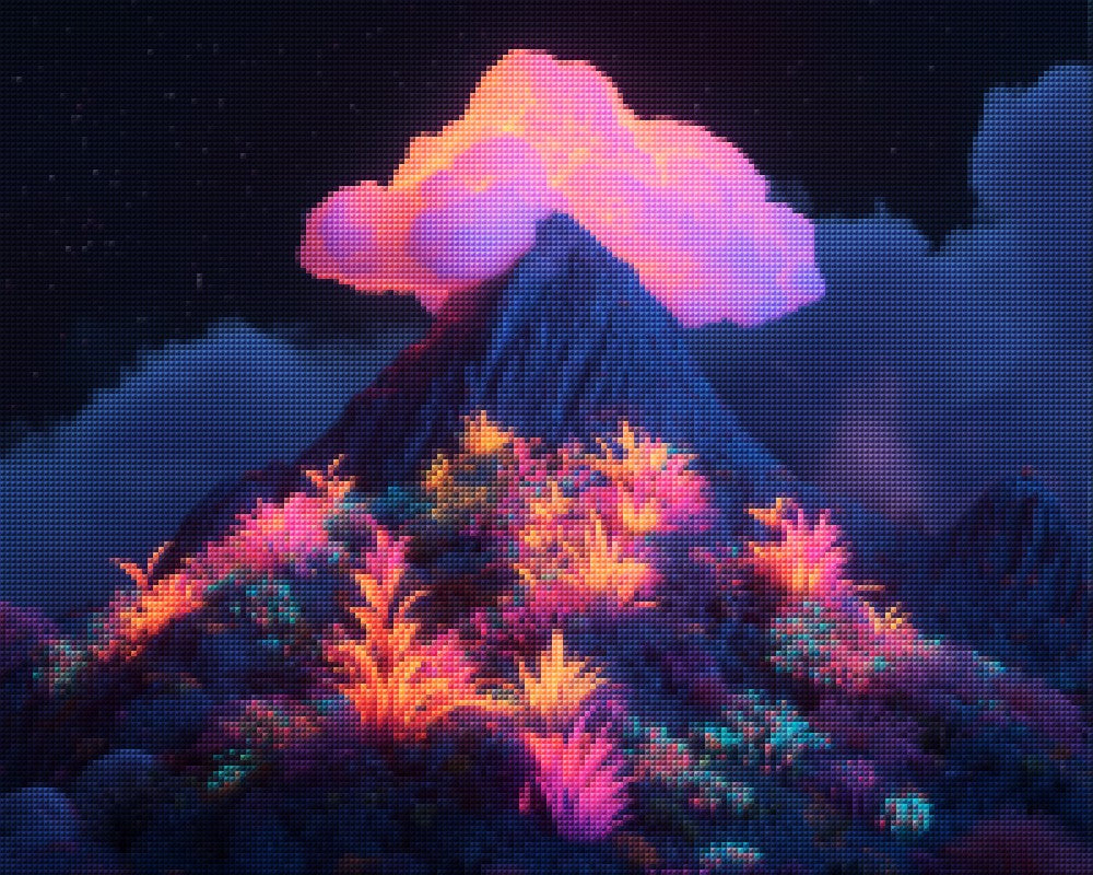 Mountain with Fluorescent Plants
