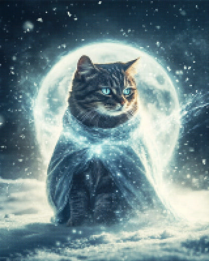 Cat wearing a cloak of moonlight