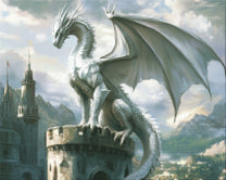 Silver Dragon on Cliff