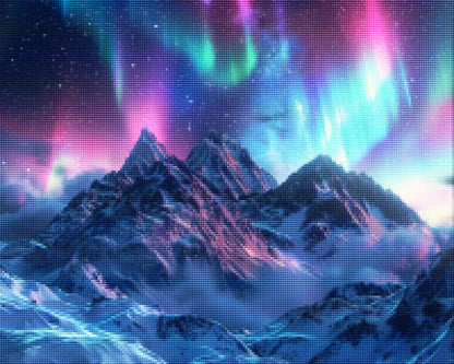 Colorful Aurora Snow Mountain