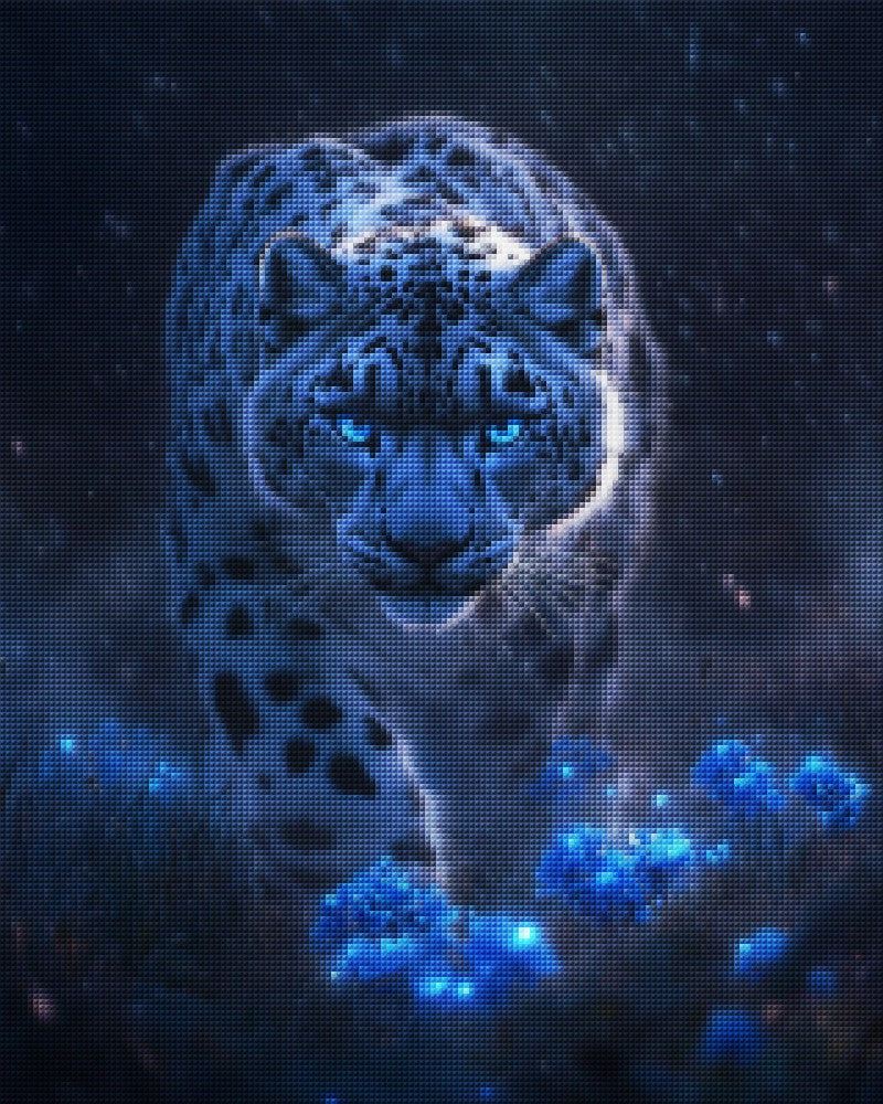 Giant Snow Leopard in Fog