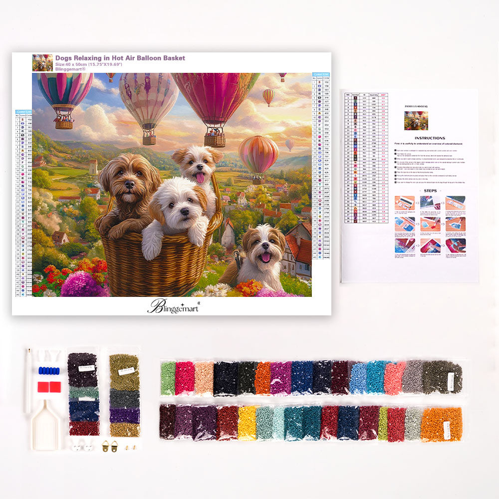 Dogs Relaxing in Hot Air Balloon Basket