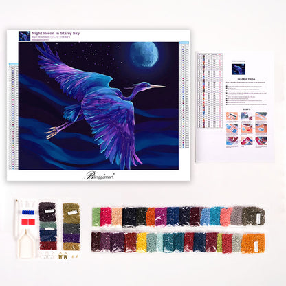 Night Heron in Starry Sky