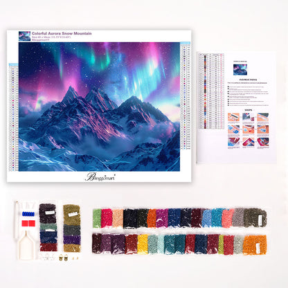 Colorful Aurora Snow Mountain