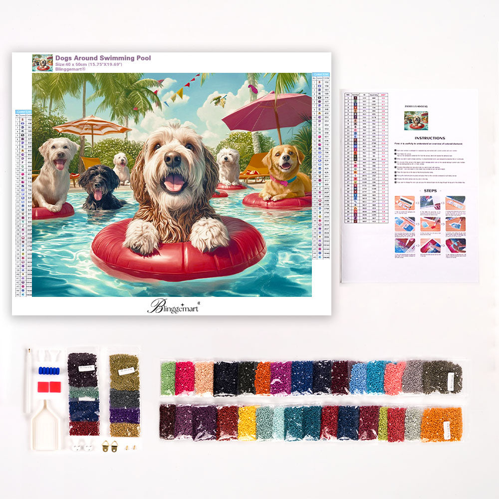 Dogs Around Swimming Pool