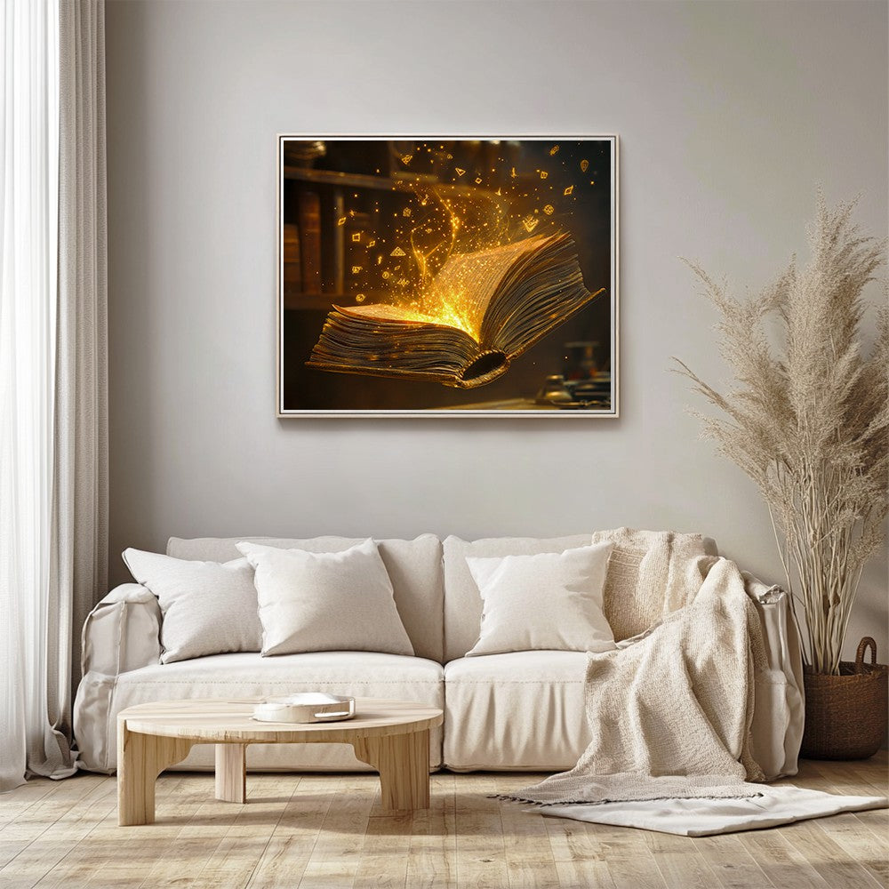 Floating Magic Book with Golden Light