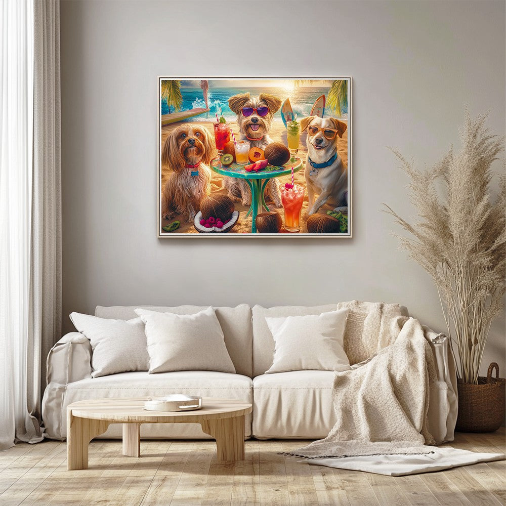 Dogs Sitting Around Small Table