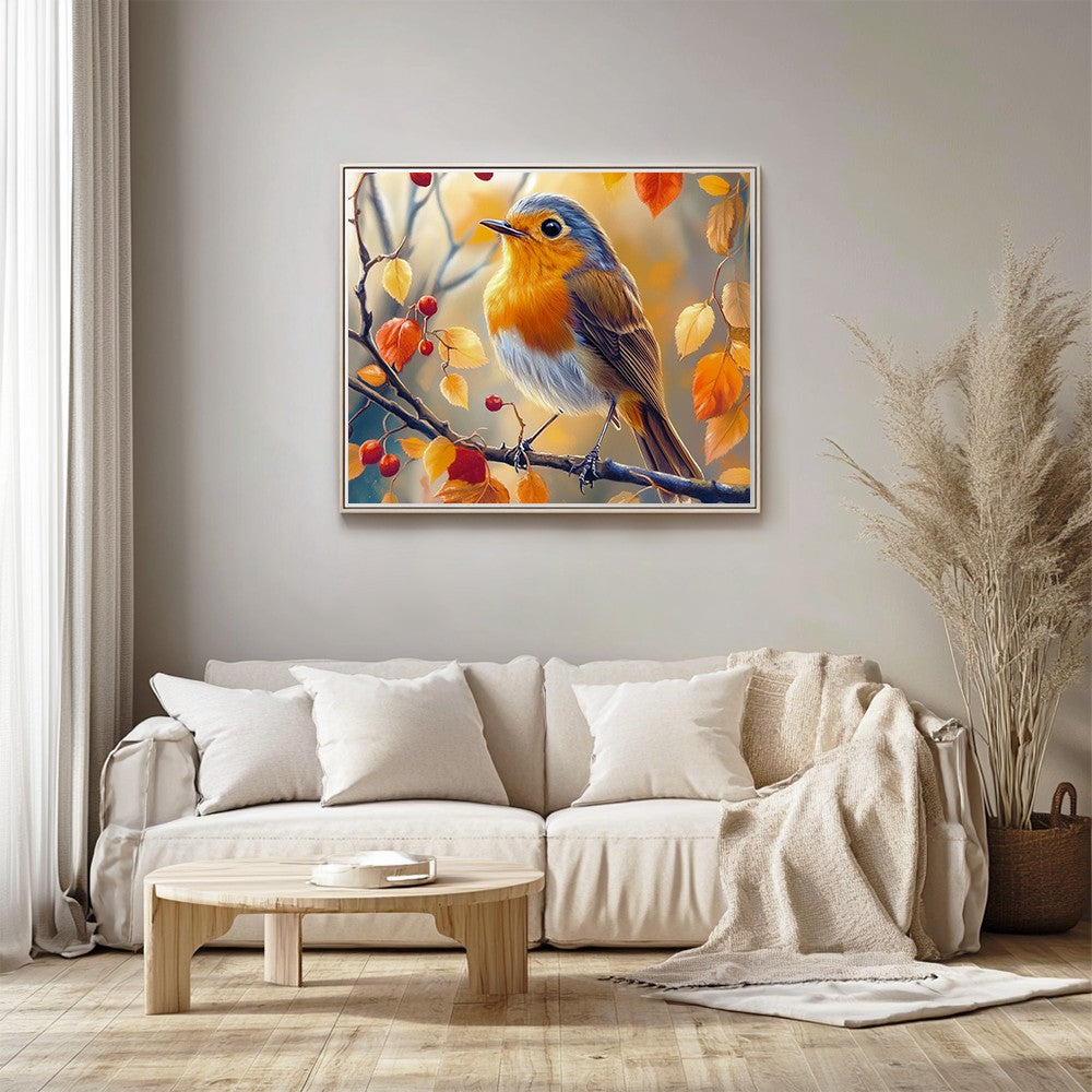 Bird on Branch in Autumn