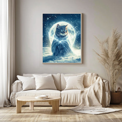Cat wearing a cloak of moonlight