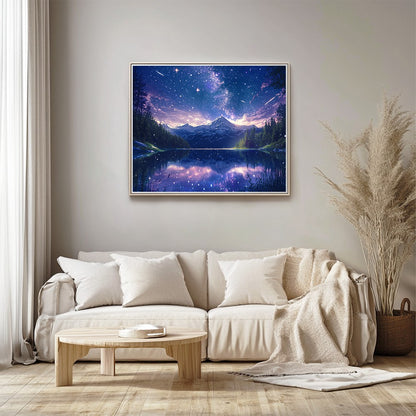 Calm Alpine Lake at Night