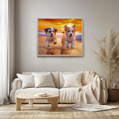 Puppies Playing on the Beach