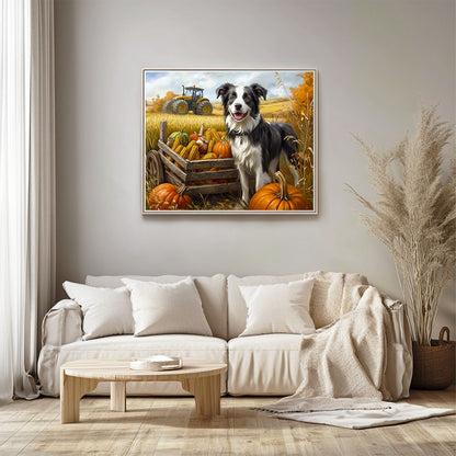 Border Collie by Wooden Cart
