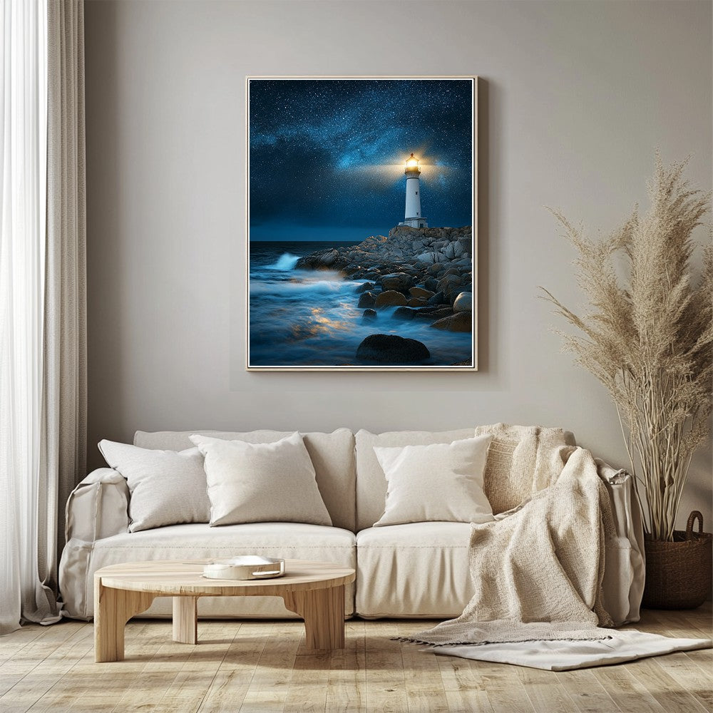 Lonely Lighthouse on the Rocks