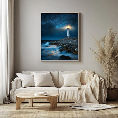 Lonely Lighthouse on the Rocks