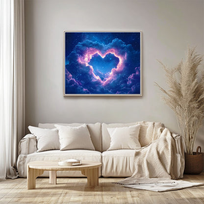 Starry Sky with Heart-Shaped Clouds