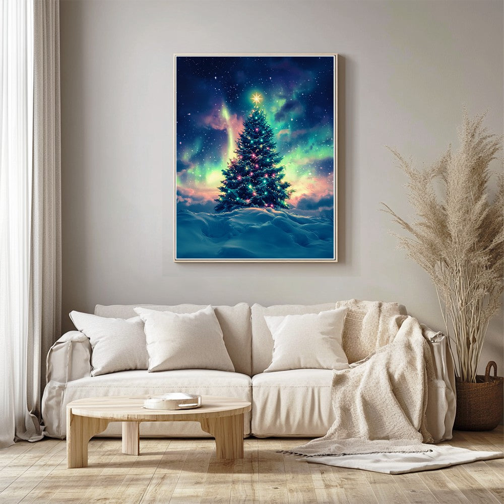 Christmas Tree Under Northern Lights