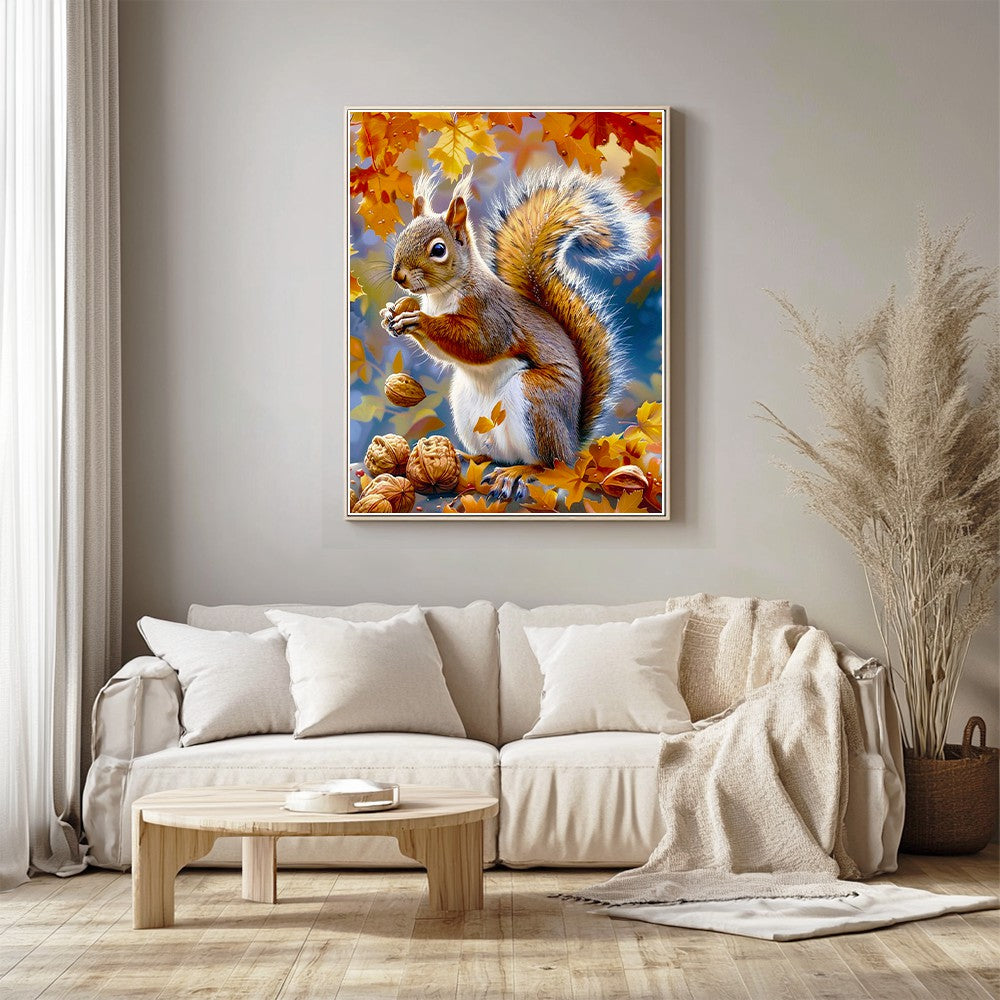 Squirrel In Autumn Leaves