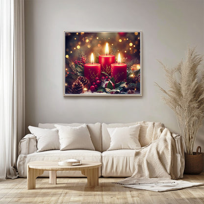 Set of Three Red Christmas Candles