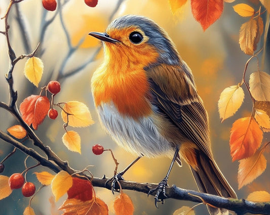 Bird on Branch in Autumn