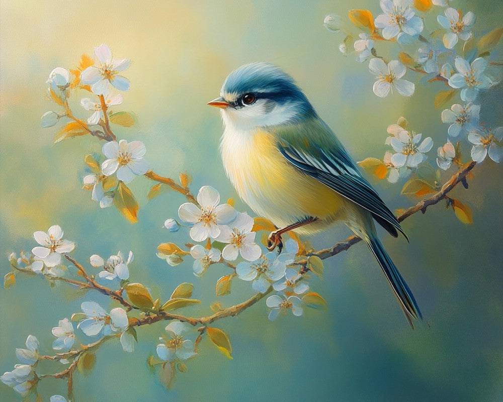 Bird on Flower Branch
