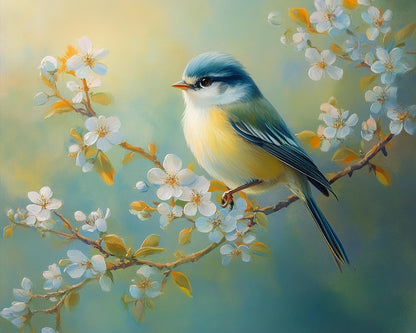 Bird on Flower Branch