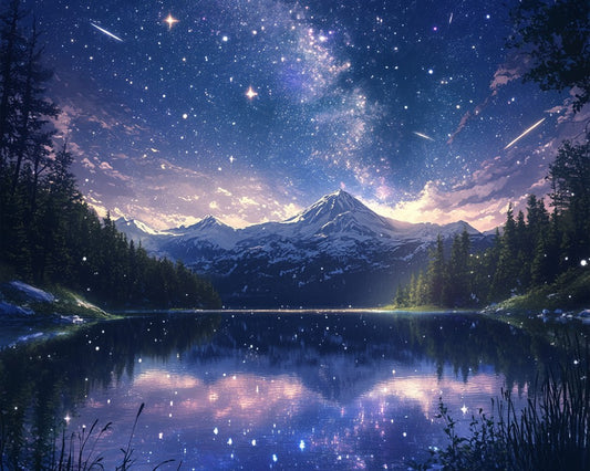 Calm Alpine Lake at Night