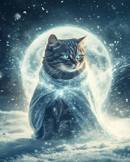 Cat wearing a cloak of moonlight