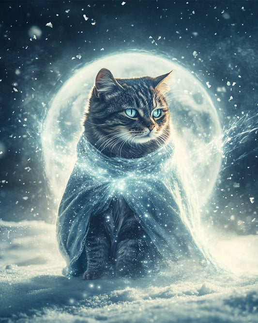 Cat wearing a cloak of moonlight