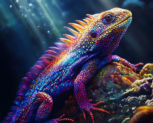 Deep-Sea Lizard with Colorful Scales