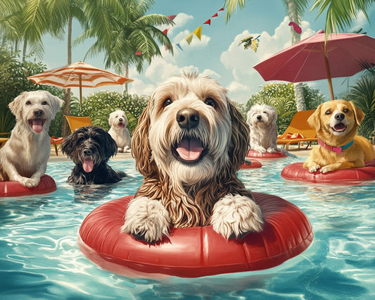 Dogs Around Swimming Pool