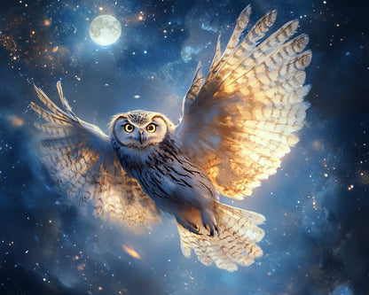 Dreamy Owl Floating in Air