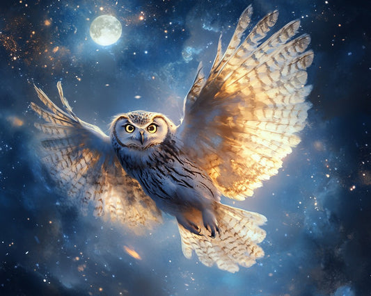 Dreamy Owl Floating in Air