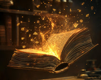 Floating Magic Book with Golden Light