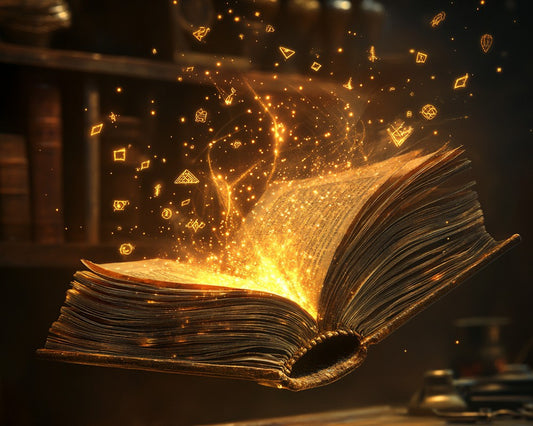 Floating Magic Book with Golden Light