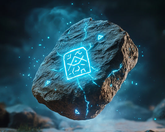 Floating Rock with Magic Symbols