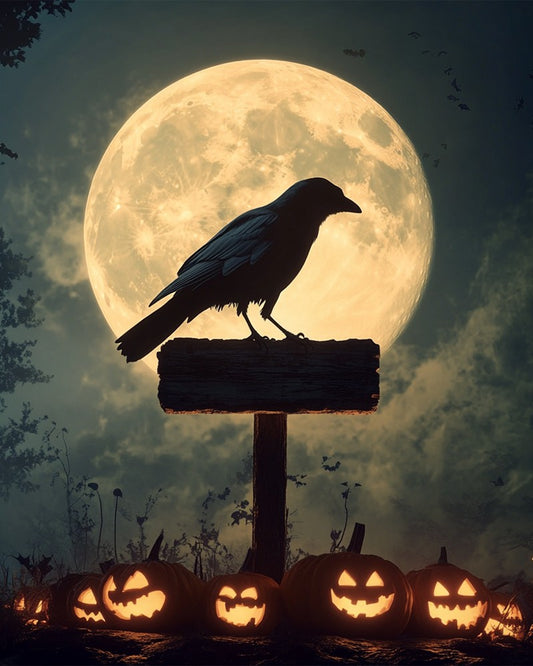 Giant Full Moon in Dark Sky