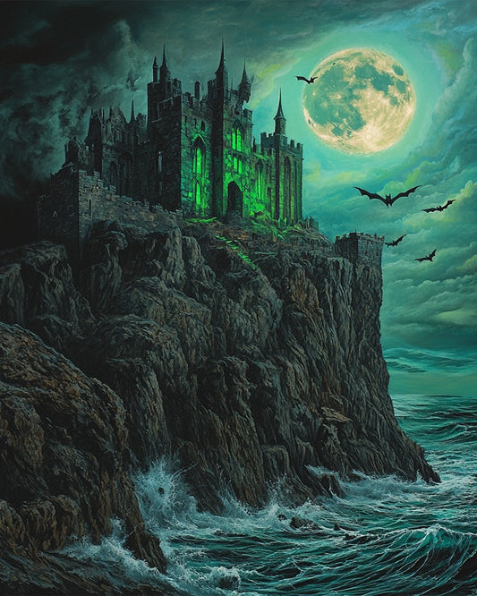 Haunted Castle on Rocky Cliff