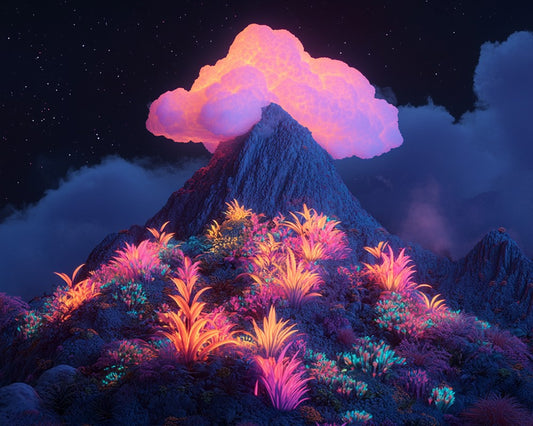 Mountain with Fluorescent Plants