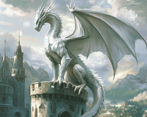 Silver Dragon on Cliff