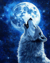 Wolf Howling at Full Moon